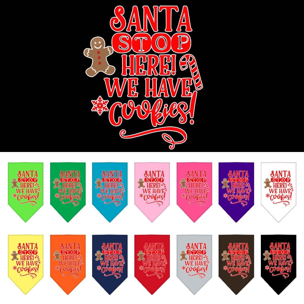 "Santa, Stop Here! We Have Cookies!" Christmas Dog Bandana