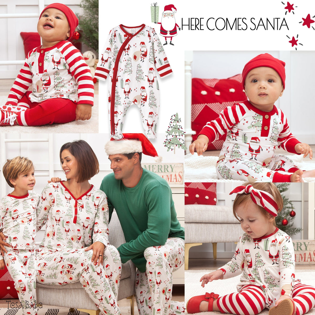 Santa Women's Bamboo Pajama Set - Family Matching Christmas PJs